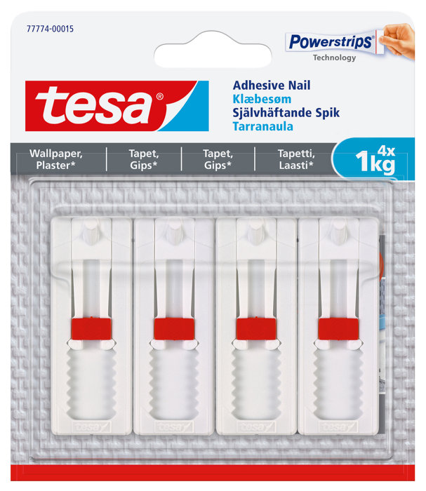 Tesa selvklebende spiker justerbare for dype rammer 1 kg - 4 stk.